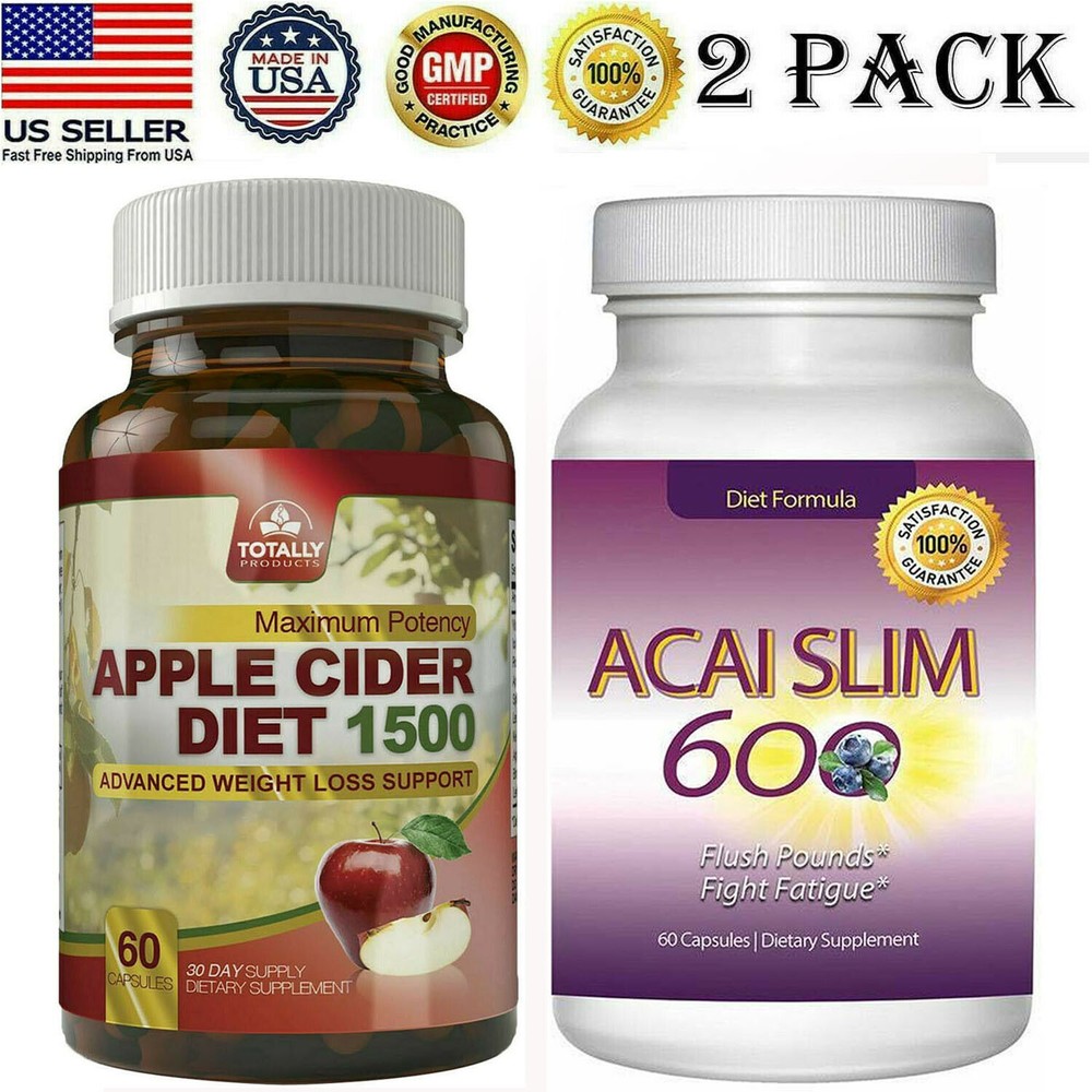 Acai Berry Slim & Apple Cider Vinegar Weight Loss Fat Burn Diet Capsules Combo-image