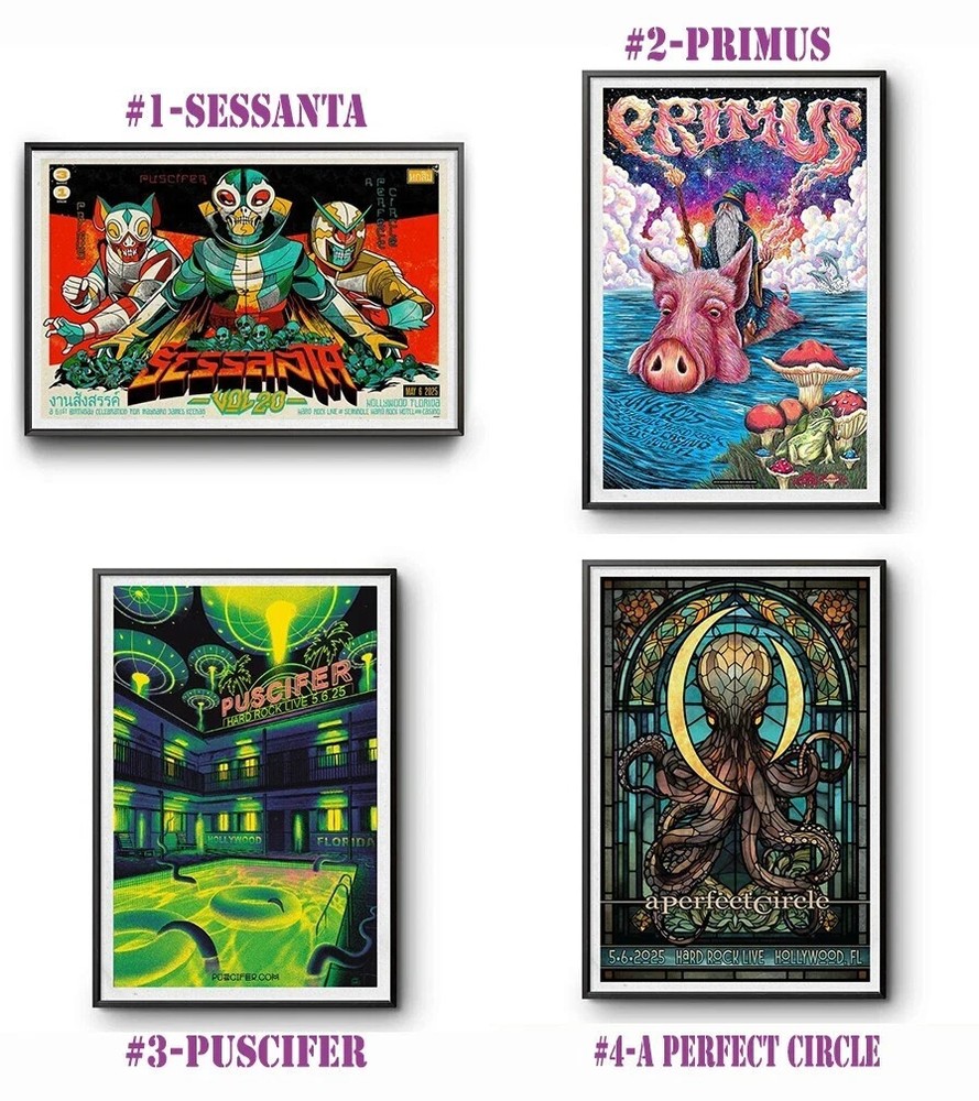Primus Puscifer A Perfect Circle SESSANTA Tour Hollywood FL May 6 2025 Poster