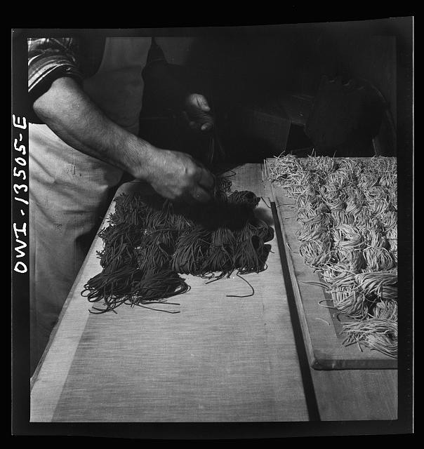 New York NY 1943 Sixty-Eight Restaurant kitchen laying out noodles Fifth Ave