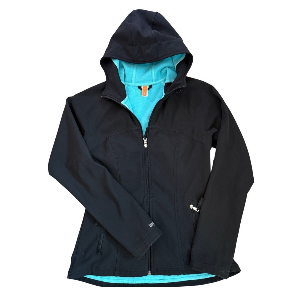Lucy Hooded Full Zip Long Sleeve Fall Jacket Light Black Coat Women’s Medium