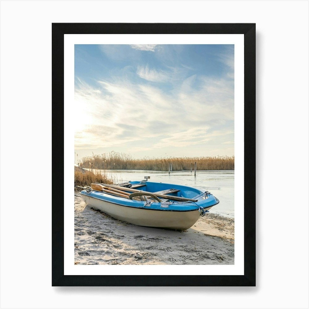 Framed Beach Paddle Boat Art Print Canvas Wall Decor