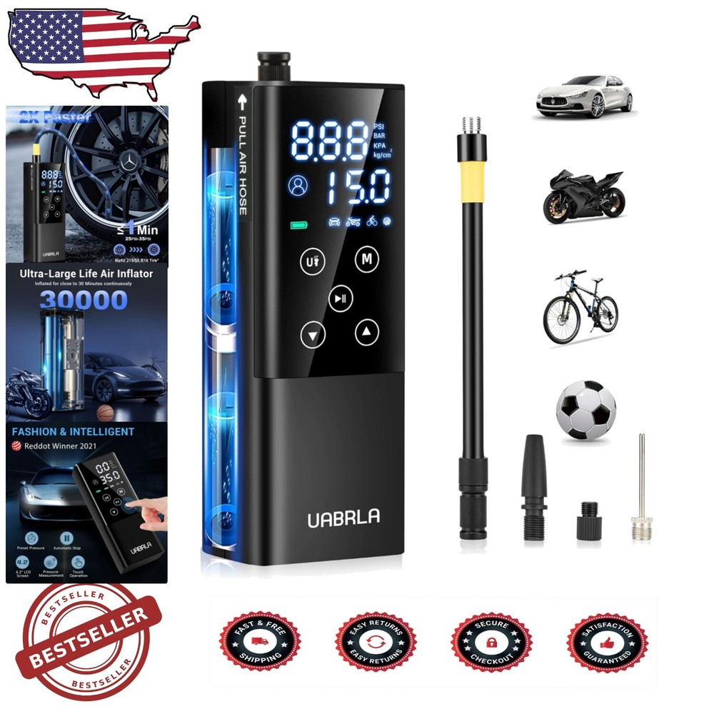 Multi-Functional Cordless Air Compressor - Quick Inflation for Car, Bike, Balls