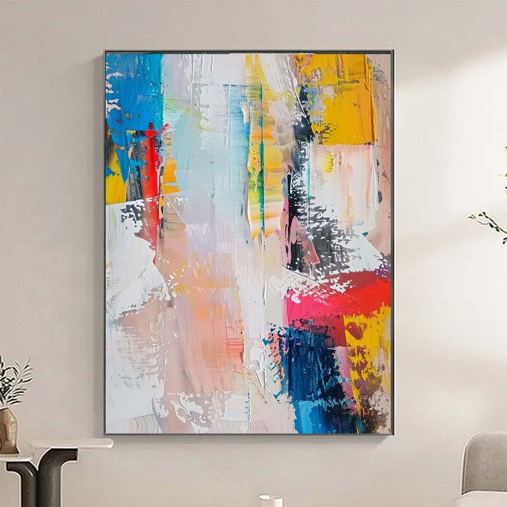 Blue Red Hand painted Oil Painting on Canvas Wall Art Abstract Home Decor