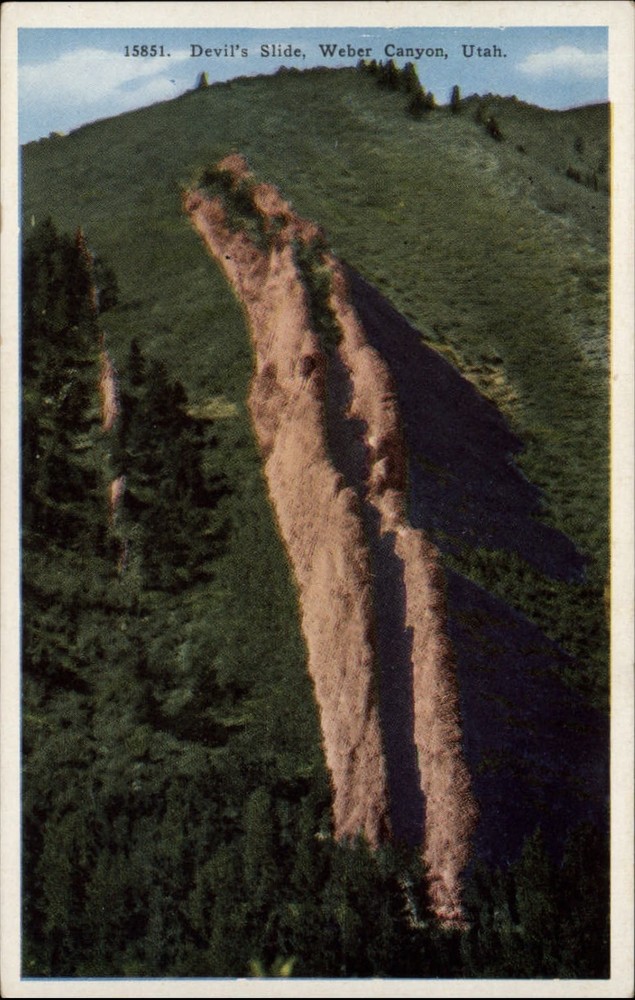Weber Canyon Utah Devil's Slide rock formation unused vintage postcard