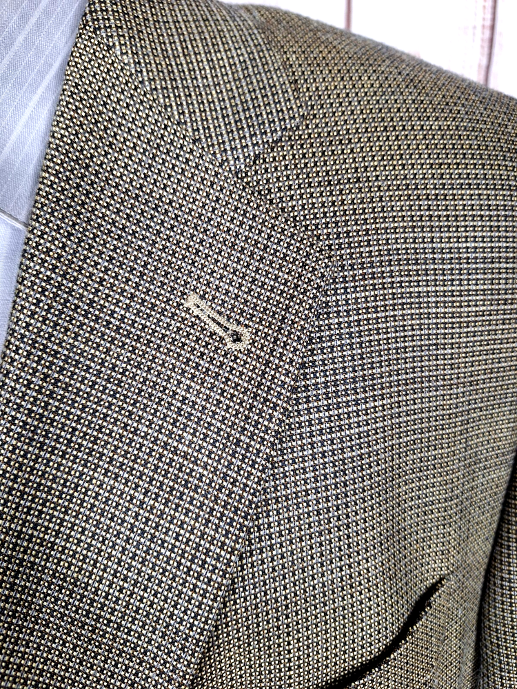 Joseph Abboud Sport Coat Blazer Mens 46L Brown Check Silk Wool DV