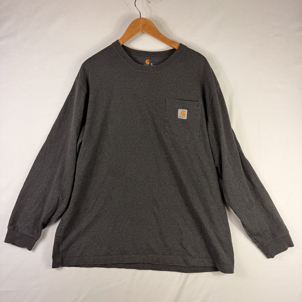 Carhartt T-Shirt Men's XL Gray Long Sleeve Pocket Tee Original Fit Pullover