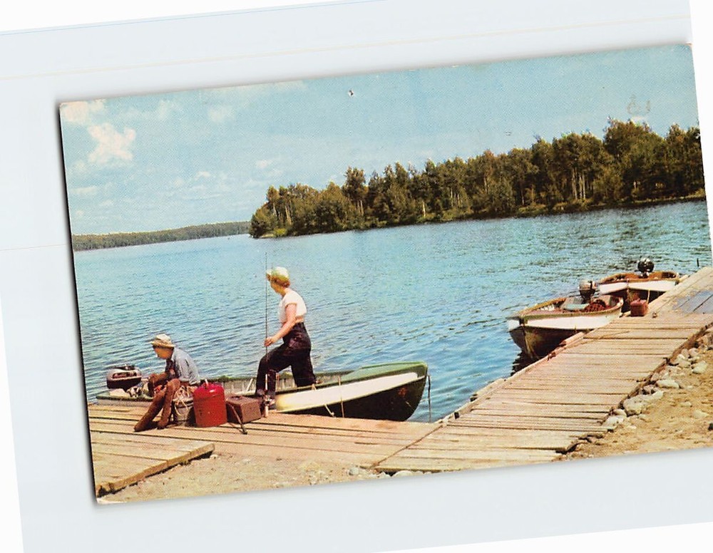 Postcard Boating & Fishing on the Lake Nature Scene