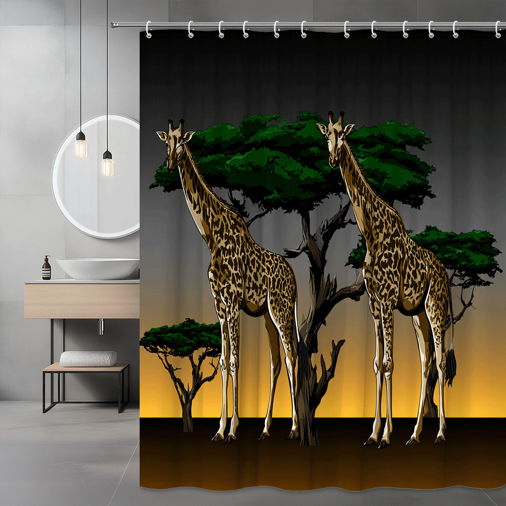 Giraffe Safari Sunset Shower Curtain Graphic Print