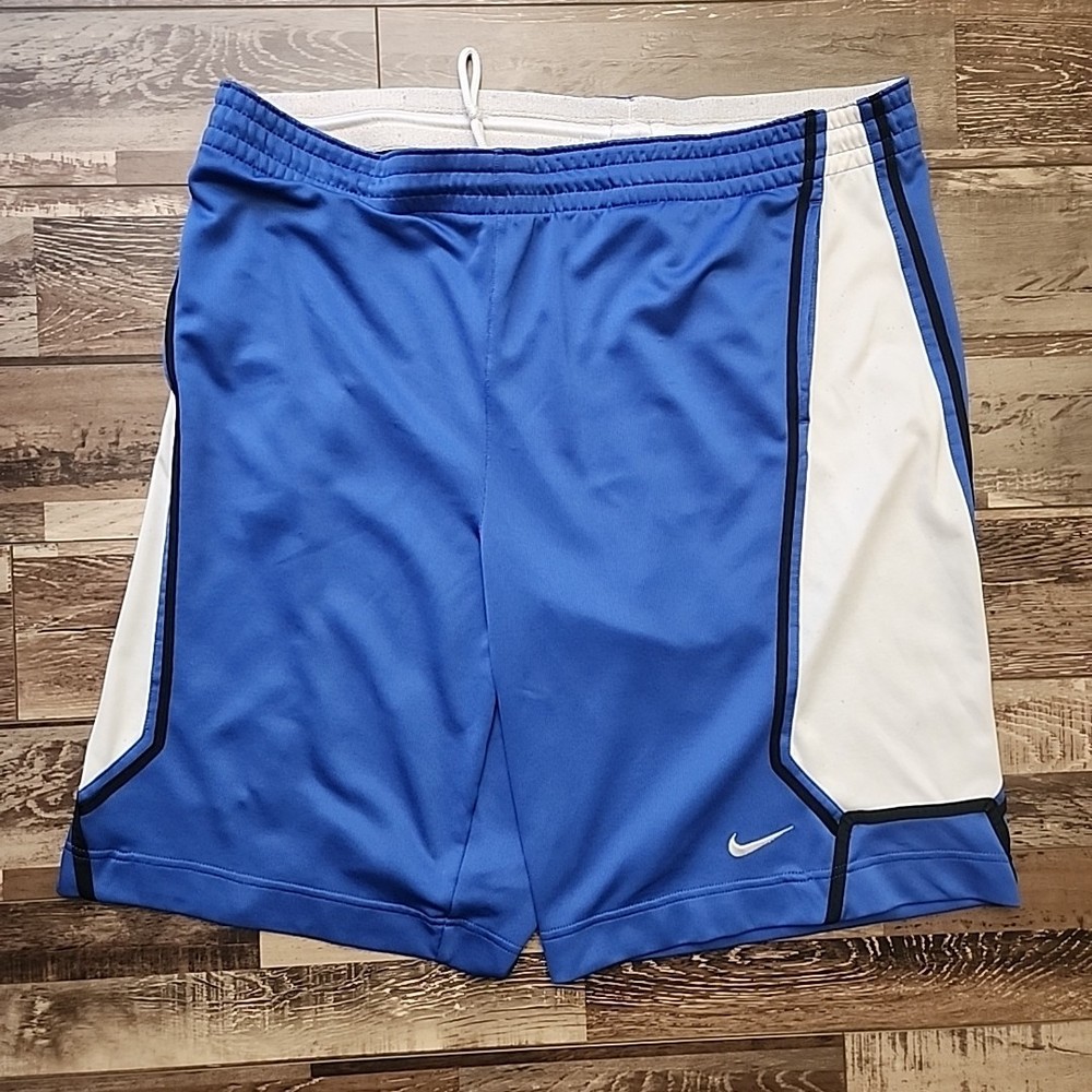 Nike Men's Elite Dri-Fit Basketball Gym Shorts Blue/White  Size XL Oversized
