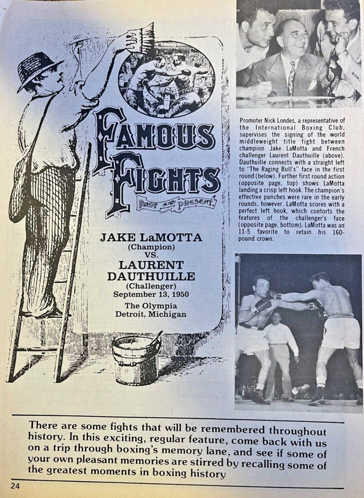 1981 Jake LaMotta Boxes Laurent Dauthuille At The Olympia September 13 1950