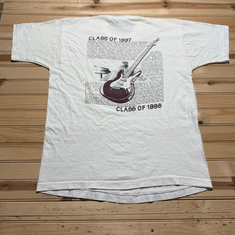 Vintage 90s Class Of 1997 Guitar Music University School Graphic Shirt Size XL