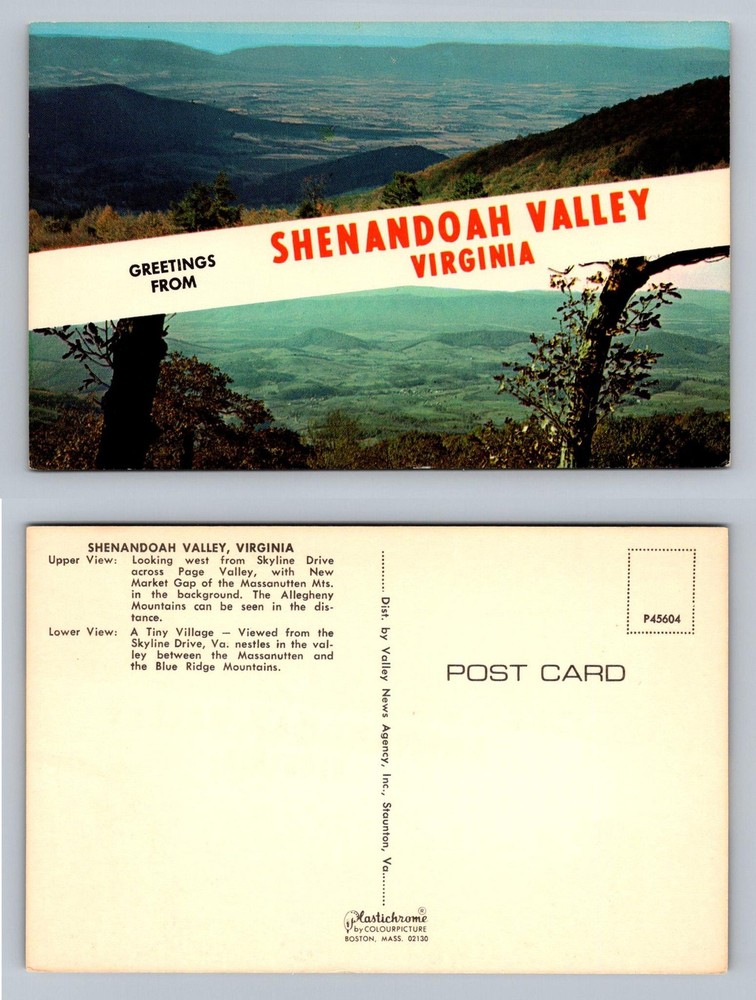 Shenandoah Valley, VA-Virginia, Skyline Dr Blue Ridge Mountains Vintage Postcard