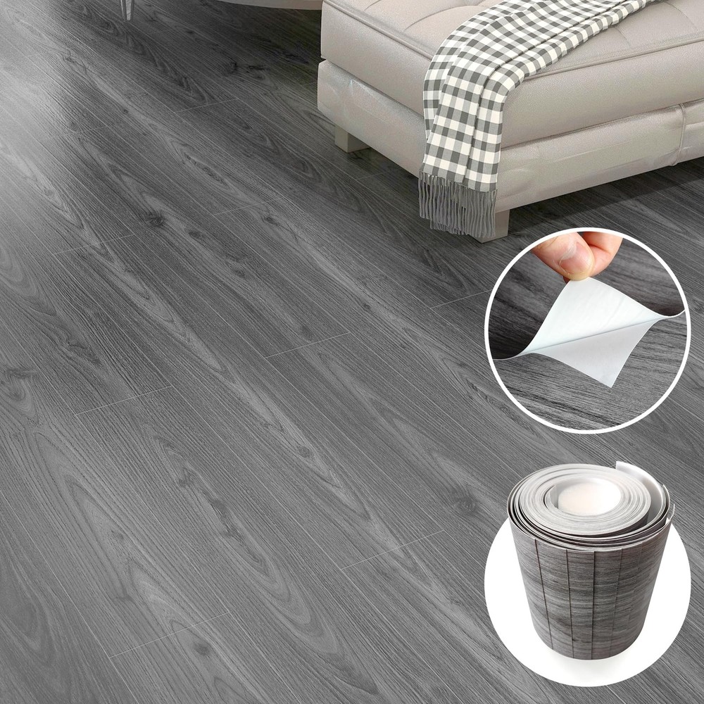 Grey Wood Peel and Stick Floor Tile 36 Pack Covers 54 Sq.Ft No Residue Easy Install  