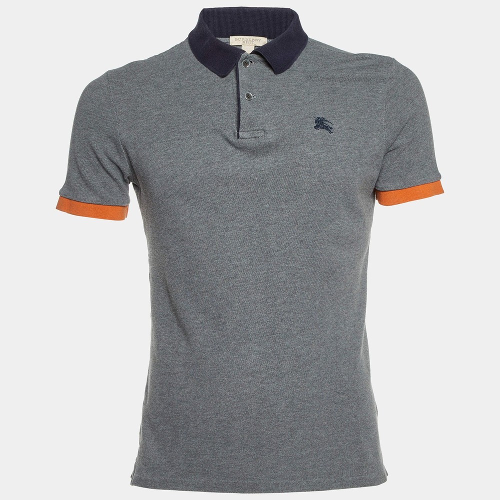 Burberry Brit Grey Cotton Contrast Detail Polo TShirt M