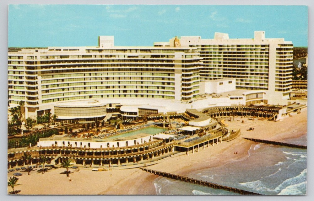 Fontainebleau Hotel Miami Beach FL Vintage Curteichcolor Postcard