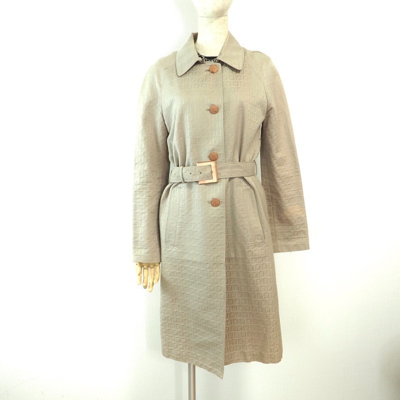 Vintage Fendi Zucca Monogram Coat Beige Size 40  M Size 100% Cotton