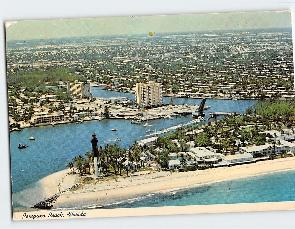 Postcard Aerial View Pompano Beach Florida USA
