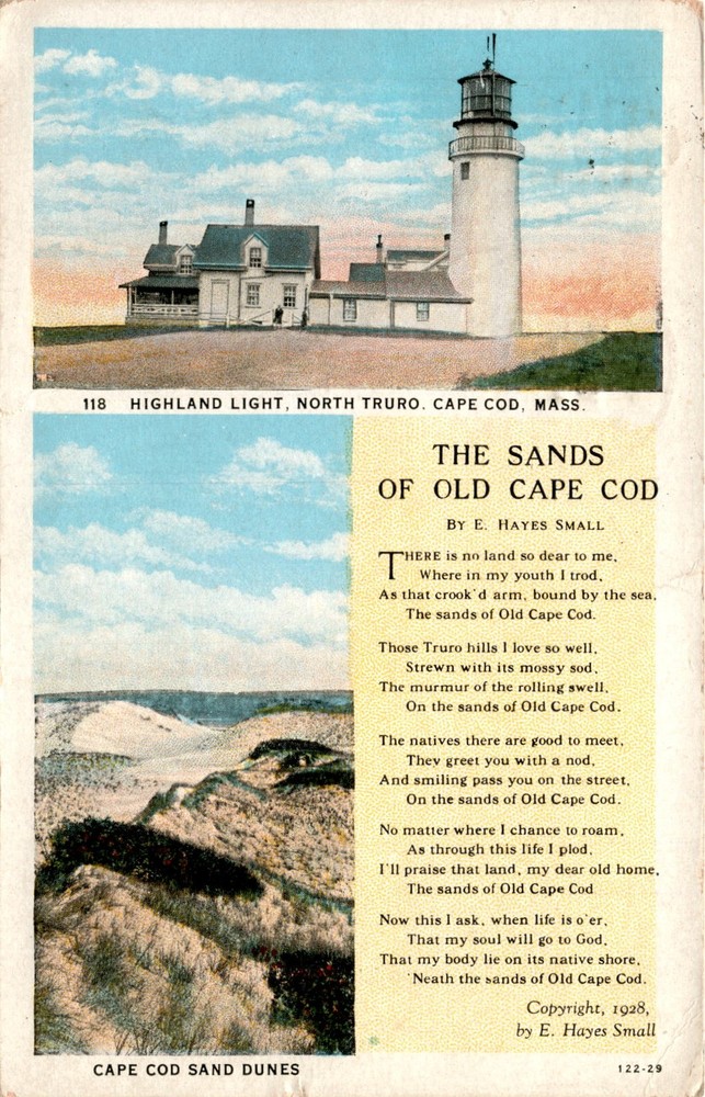 HIGHLAND LIGHT, NORTH TRURO, CAPE COD, MASS, CAPE COD SAND Postcard