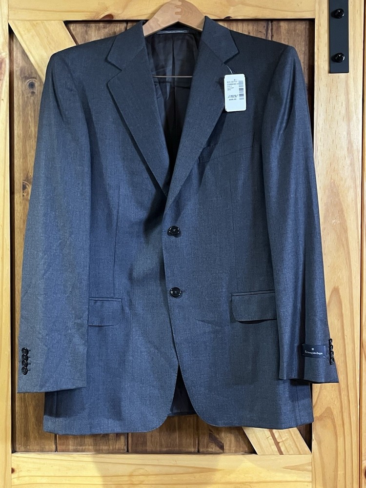 Ermenegildo Zegna Men's Gray Suit 2-Piece Ventless Unhemmed Size 40 NWT