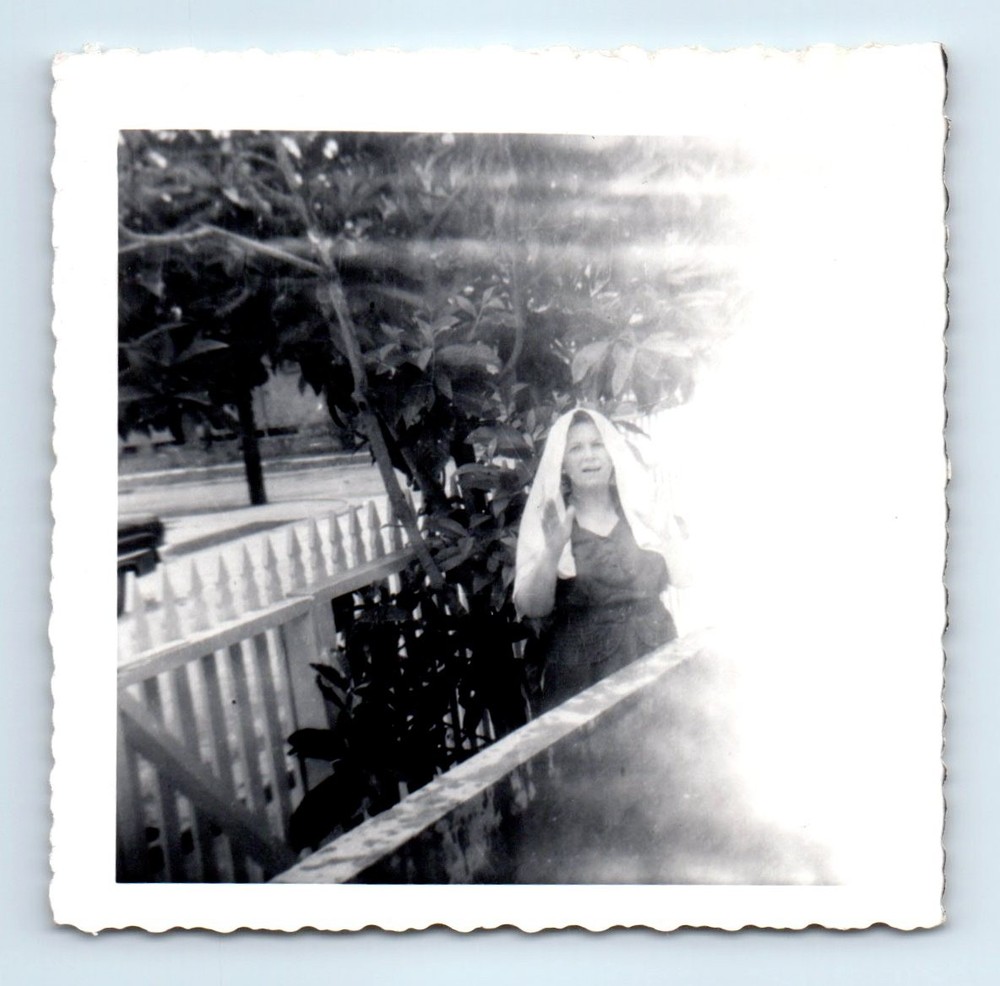 Old Vintage Square Photo SOLO WOMAN ABSTRACT GHOST LIGHT SURREAL BIZARRE ODD