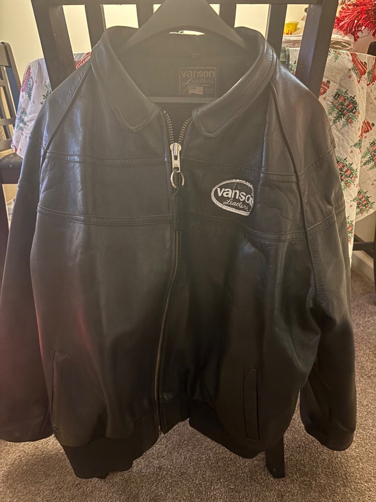 vanson vintage weight leather team jacket 44