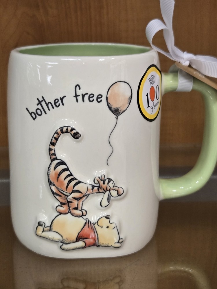 Rae Dunn x Winnie The Pooh- White ceramic Mug- Tigger & Pooh- ‘bother free’ NWT