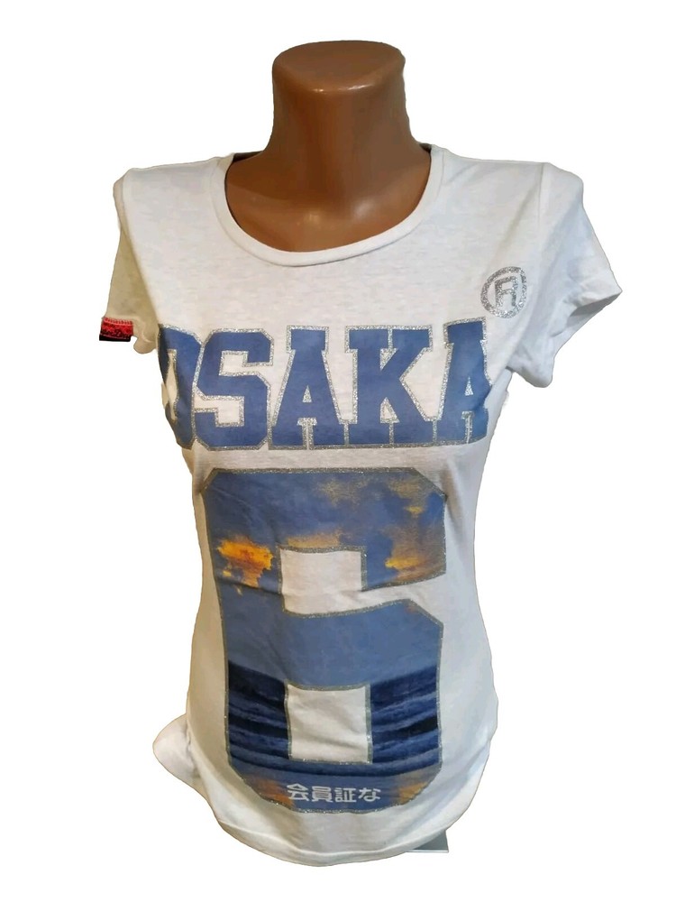 Superdry women's t-shirt  size  M white blue color Osaka