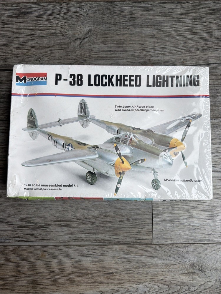 Monogram P-38 Lockheed Lightning Vintage Model kit 1/48 scale sealed