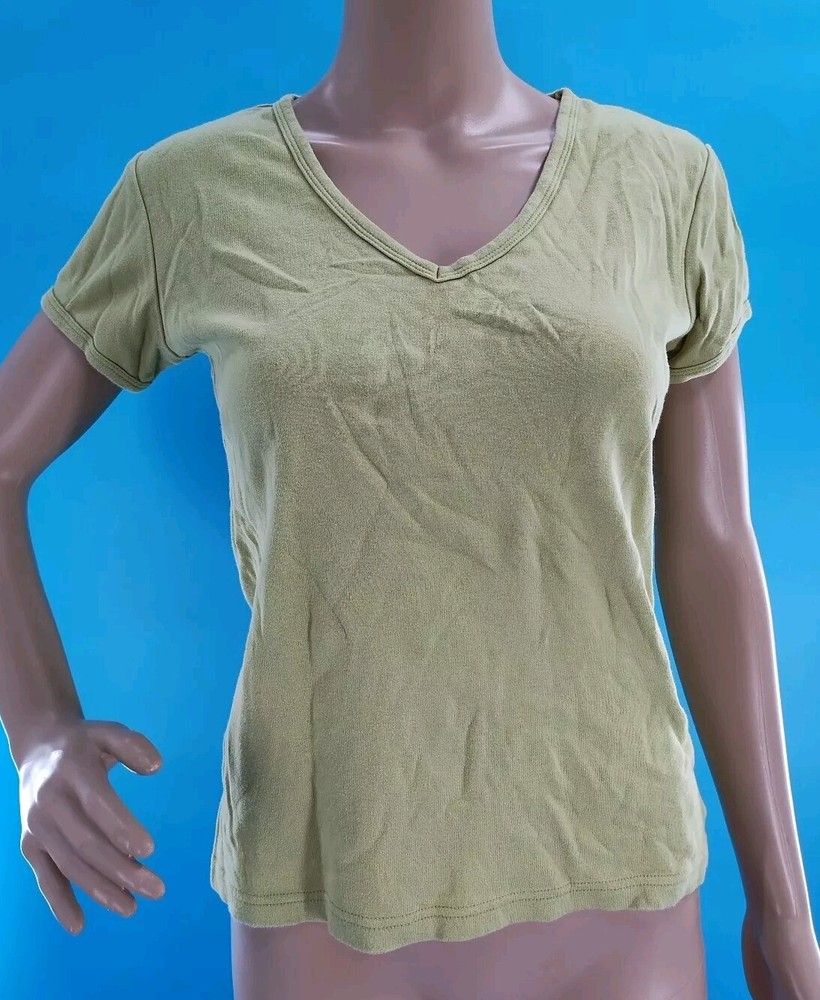 Vintage Gap Women's Green V Neck T Shirt Size M