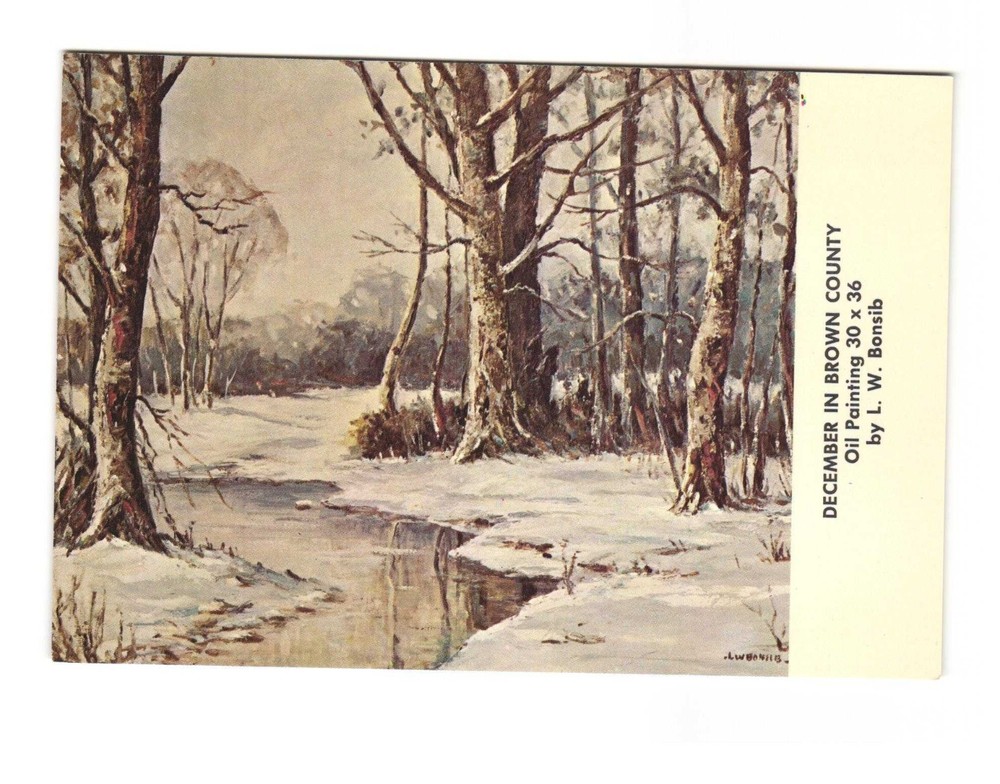 December in Brown County by LW Bonsib, Vintage postcard unposted
