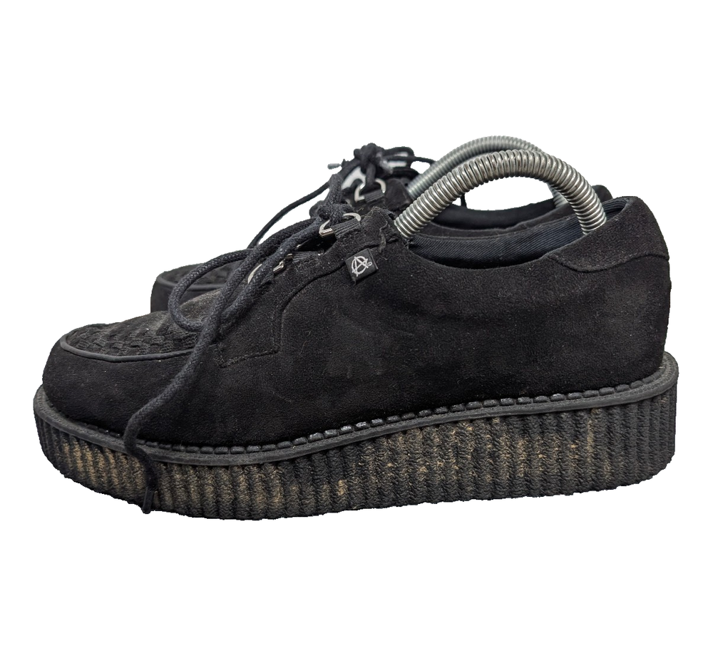 Anarchic Tuk Creepers Womens 10 Black Platform Punk Alternative Faux Suede Shoes