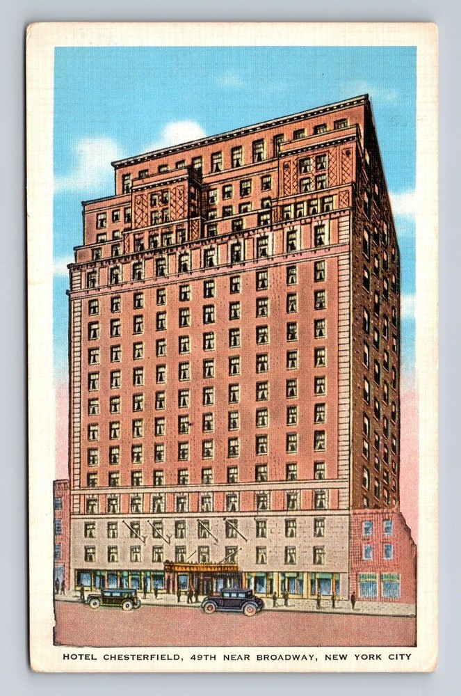 New York City NY, Hotel Chesterfield, Souvenir, Antique, Vintage Postcard