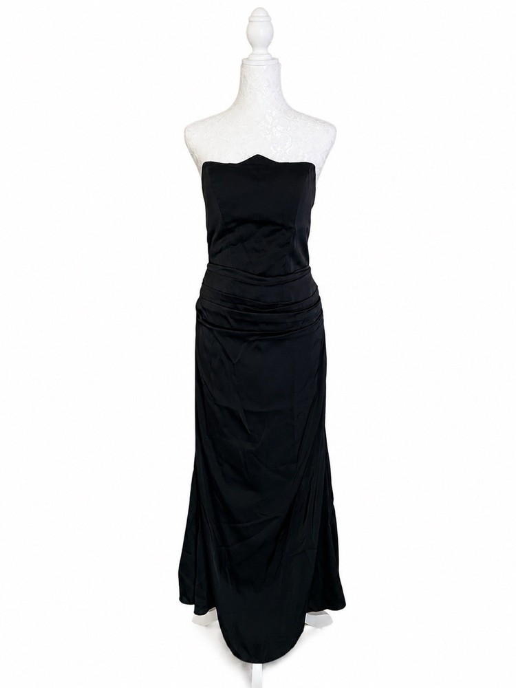 Women’s Black Strapless Formal maxi Dress Wedding Evening Size 8 Bridesmaid Prom