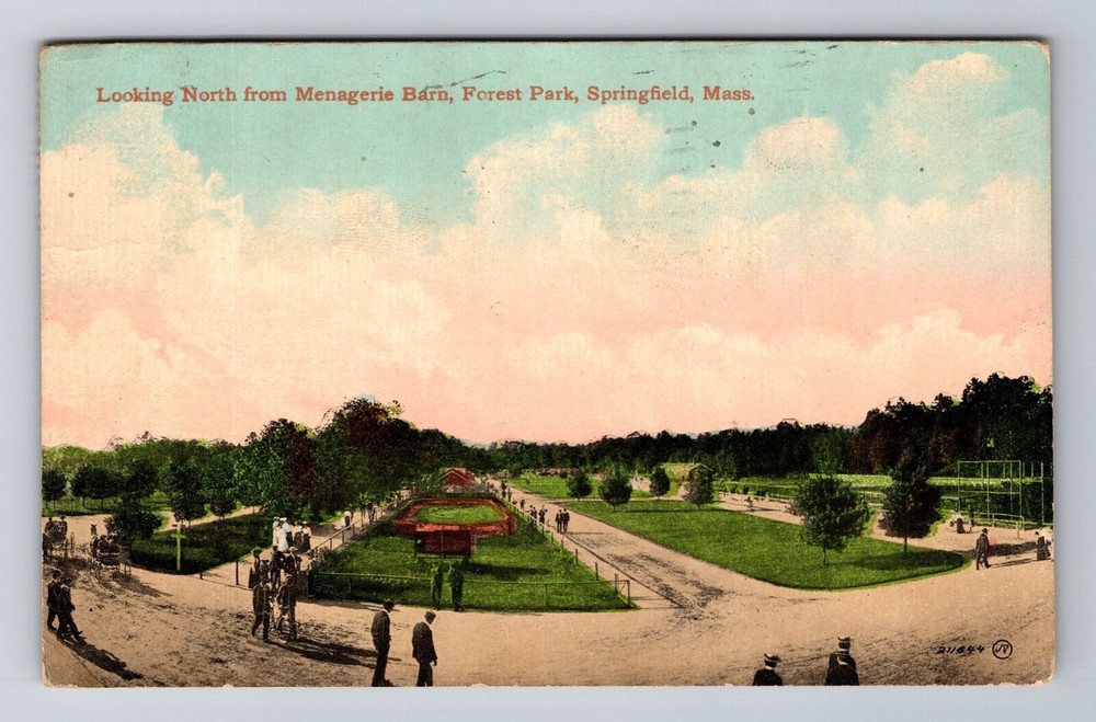 Springfield MA- Massachusetts, Menagerie Barn Forest Park Vintage c1910 Postcard