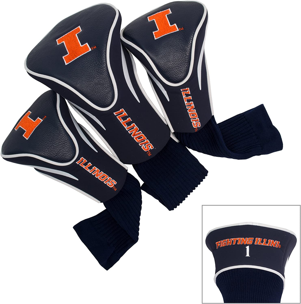 NCAA Numbered 1 3 X Headcovers for Oversized Drivers Utility Rescue & Fairway Clubs