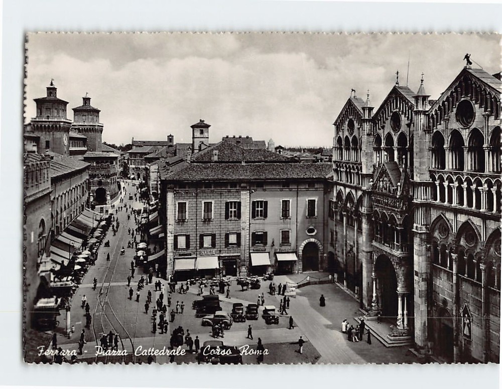 Postcard Corso Roma Piazza Cattedrale Ferrara Italy