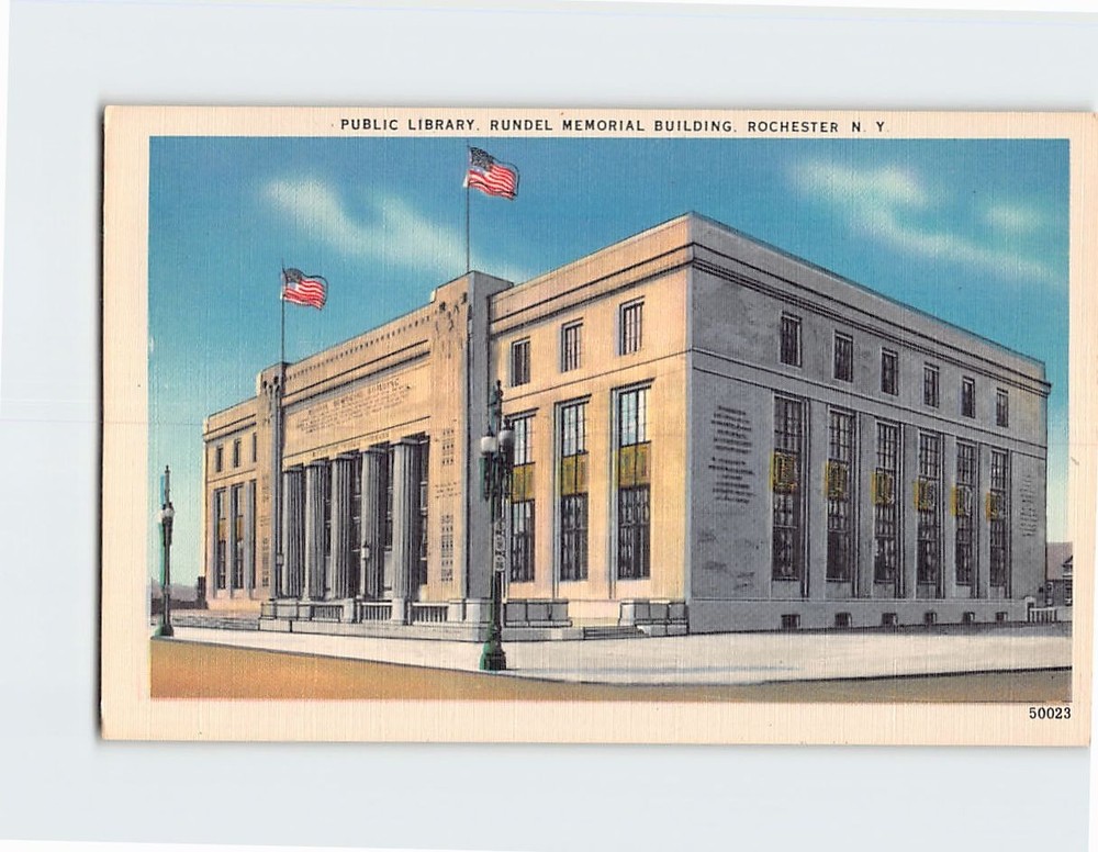 Postcard Public Library Rundel Memorial Building Rochester New York USA