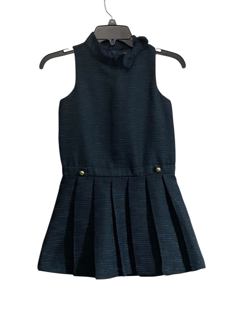 Janie And Jack Girls Navy Button Jumper Dress Pleated Size 7 Academia Preppy