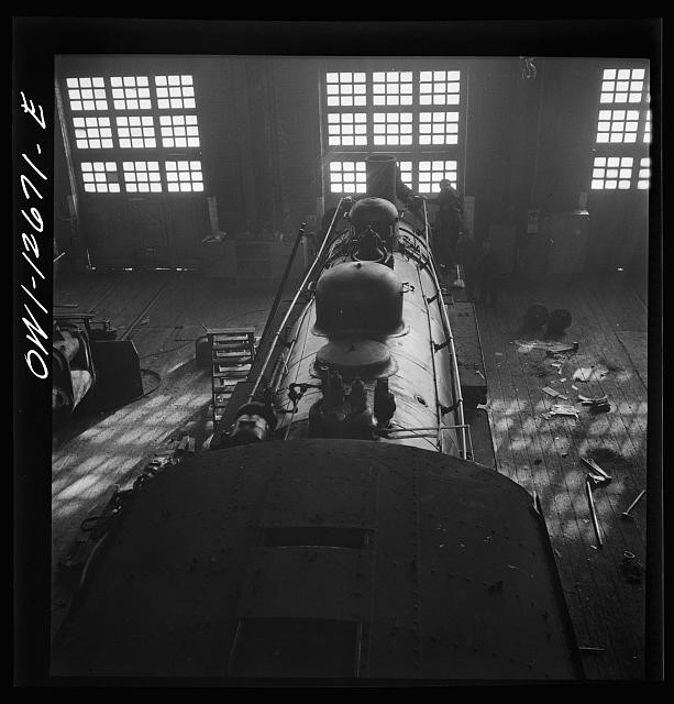 Chicago Illinois 1942 Chicago Northwestern Railroad repair shop locomotive