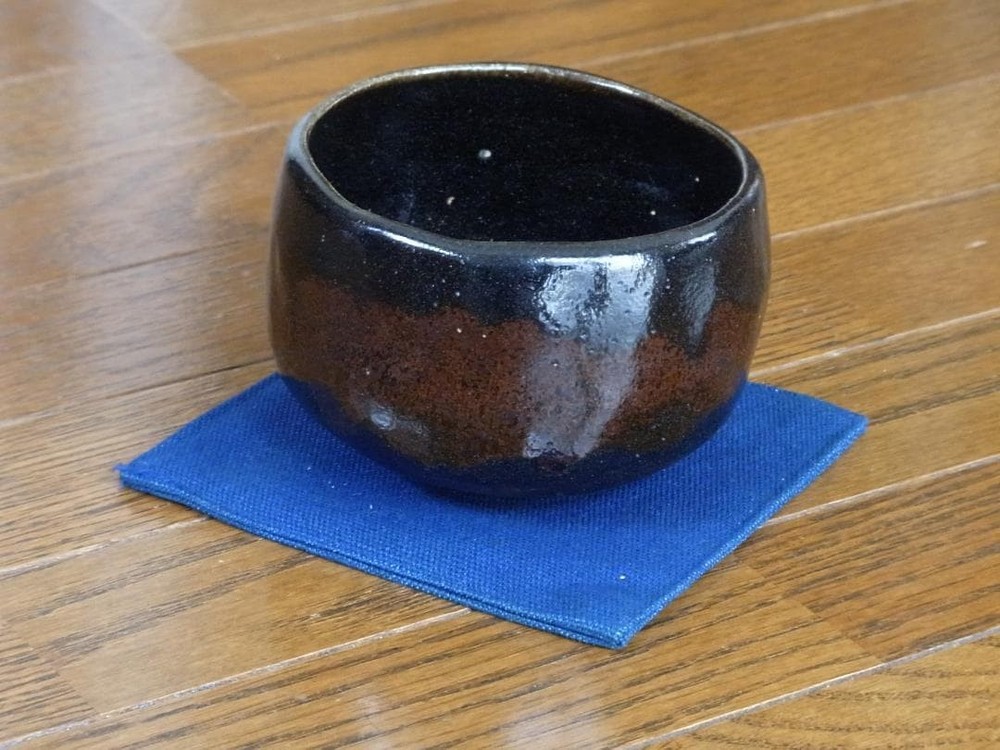 Kyoto Kiyomizu Ware Matcha Bowl Tea Ceremony Pottery Red Glaze 12cm