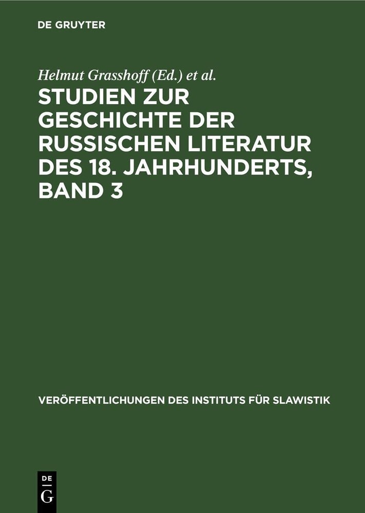 Studien Zur Geschichte Der Russischen Literatur Des 18. Jahrhunderts, (Hardback)Another great item from Rarewaves USA | Free delivery!