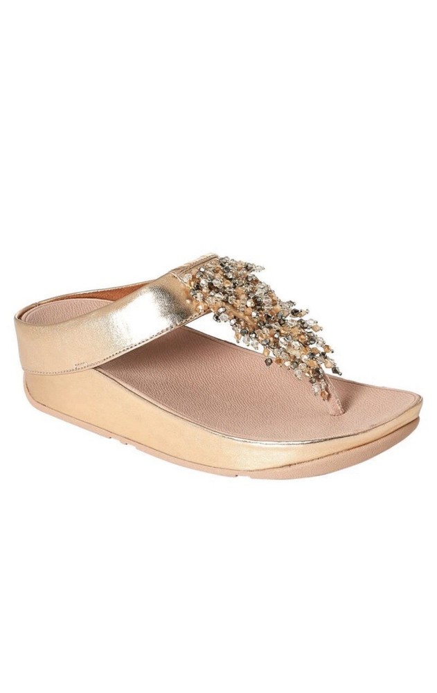 FitFlop Women's Rumba Beaded Sandal Sz 9 Rose Gold Bling  NEW