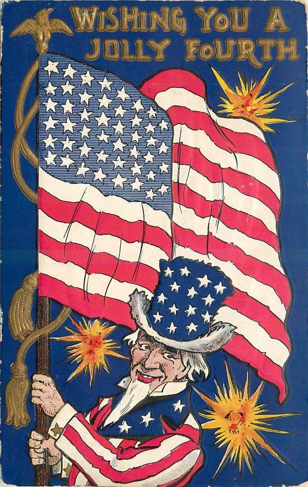 c1910 4th of July Uncle Sam Patriotic Flag American Ullman Postcard 26-3749