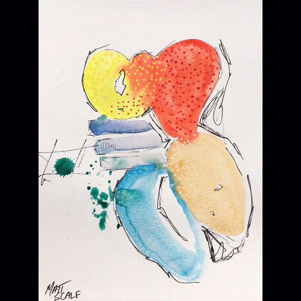 Matt Scalf Abstract ORIGINAL PAINTING Watercolor 9x12 Modern Contemporary Decor