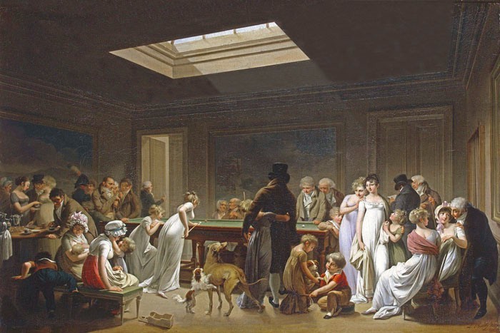 THE GAME OF BILLIARDS FAMILY 1807 FRENCH PAINTING BY LOUIS LEOPOLD BOILLY REPRO