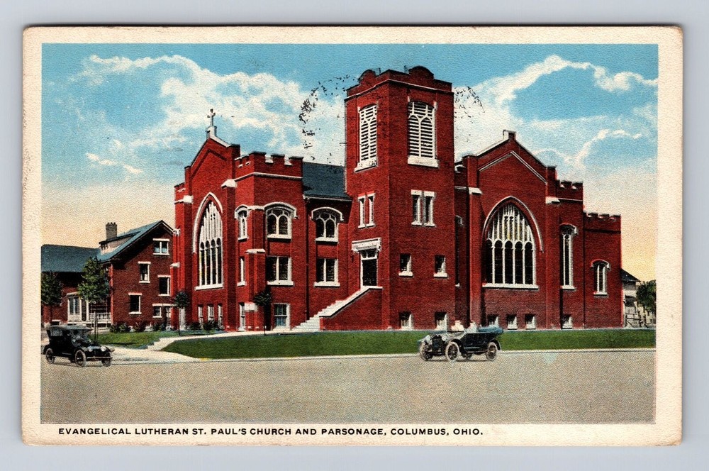 Columbus OH-Ohio, Evangelical Lutheran St Paul's Church, Vintage c1923 Postcard