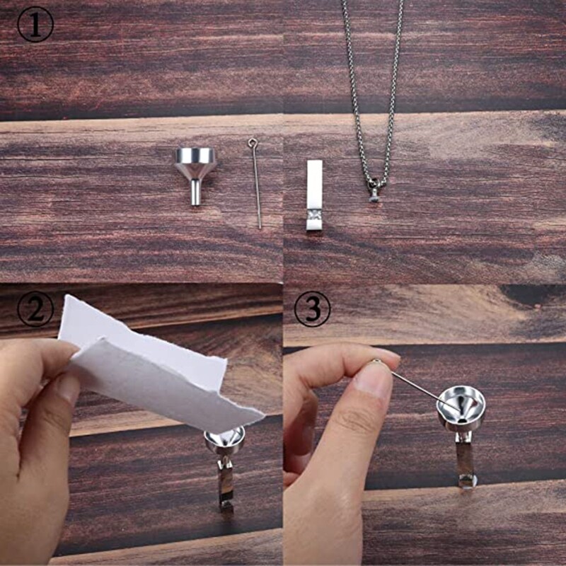 2x Cremation Urn Pendant Necklace for Memorial Stainless Steel with Zircon