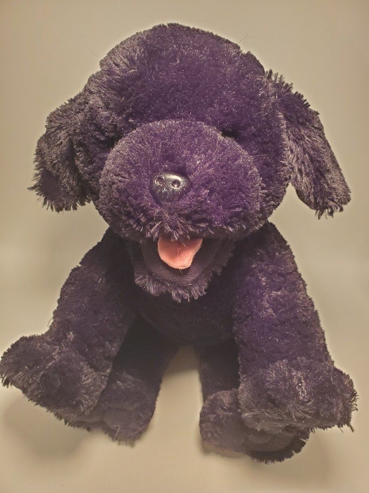 Vintage 2001 Bear Factory Black Lab Plush Puppy Dog with Red Collar 10x12 Inches