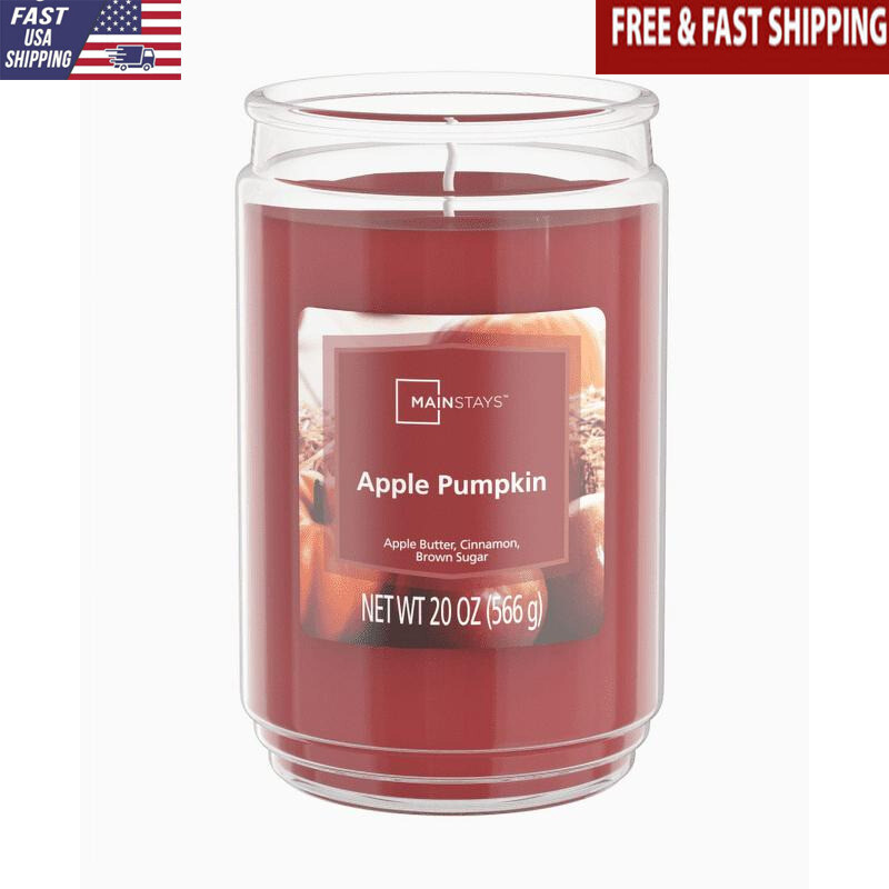 Apple Pumpkin Spice Large 20oz Glass Jar Candle Clean Long Burning