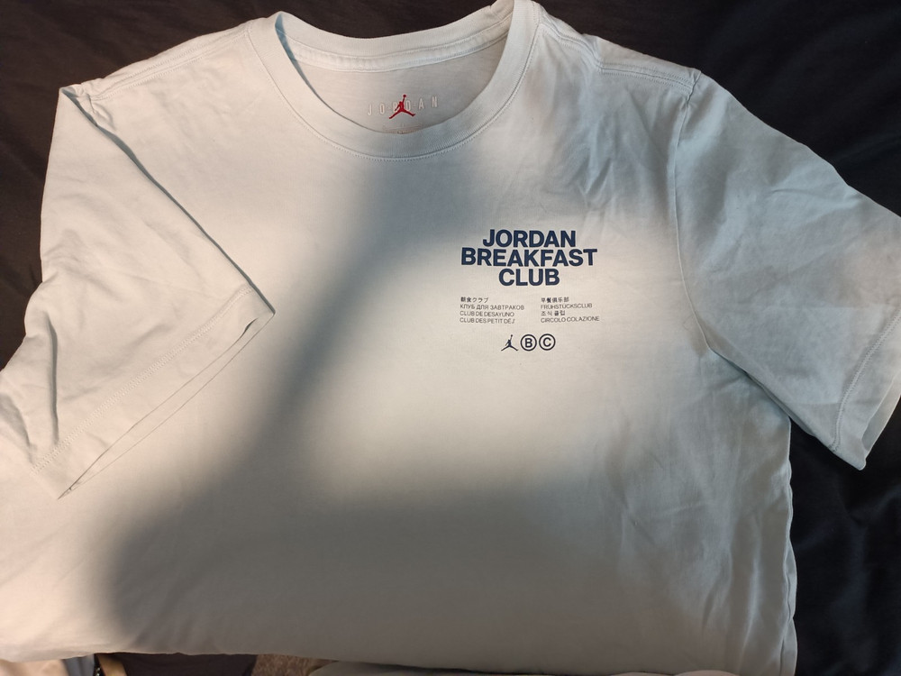 Jordan Men's Breakfast Club Light Blue Graphic Logo Crew Neck T-Shirt L